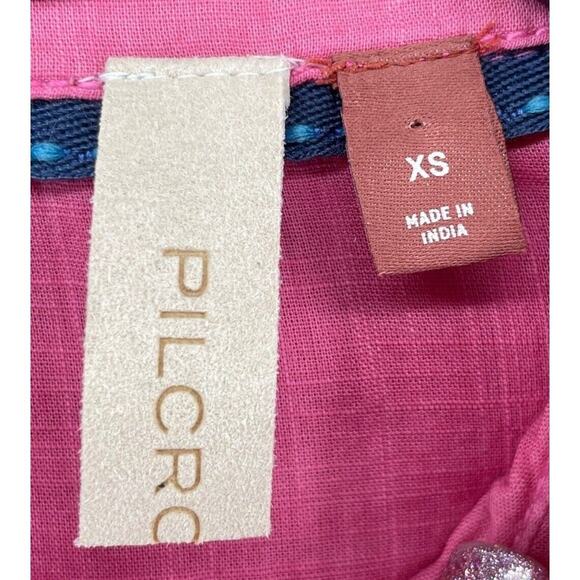 Anthropologie Pilcro Shirt Womens XS Pink Tie Dye Embroidered Floral Button Top - Picture 9 of 12